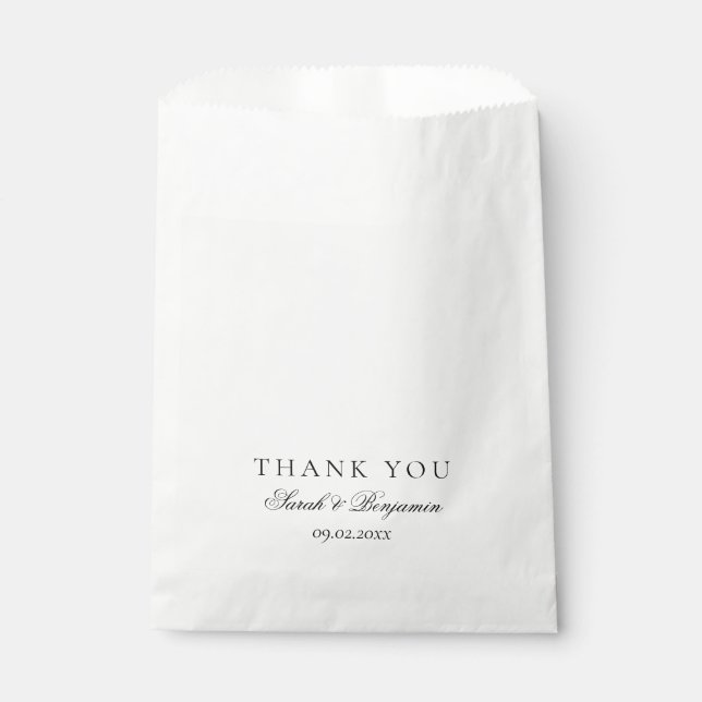 Sachets En Papier Simple Minimal Black & White Elegant Wedding (Devant)