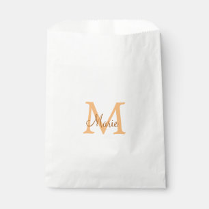 Sachets En Papier simple minimum ajouter nom monogramme orange brun 