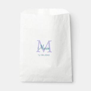 Sachets En Papier simple minimum ajouter nom monogramme violet vert 