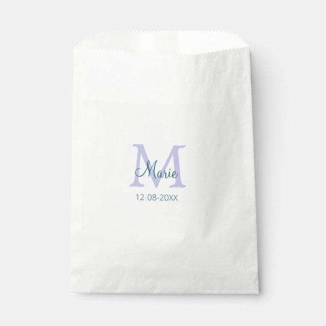 Sachets En Papier simple minimum ajouter nom monogramme violet vert  (Devant)