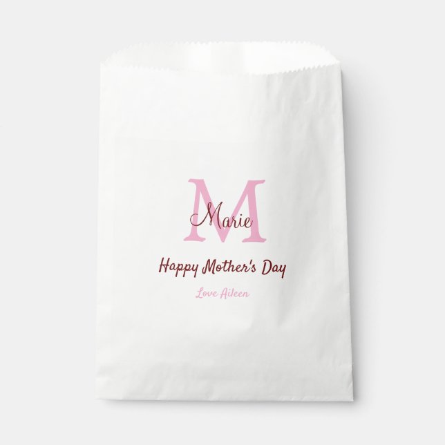 Sachets En Papier simple minimum de jour mère monogramme nom rose te (Devant)