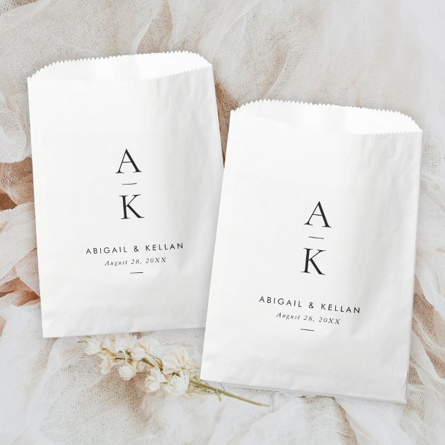 Sachets En Papier Simple moderne Mariage de monogramme noir (Créateur téléchargé)