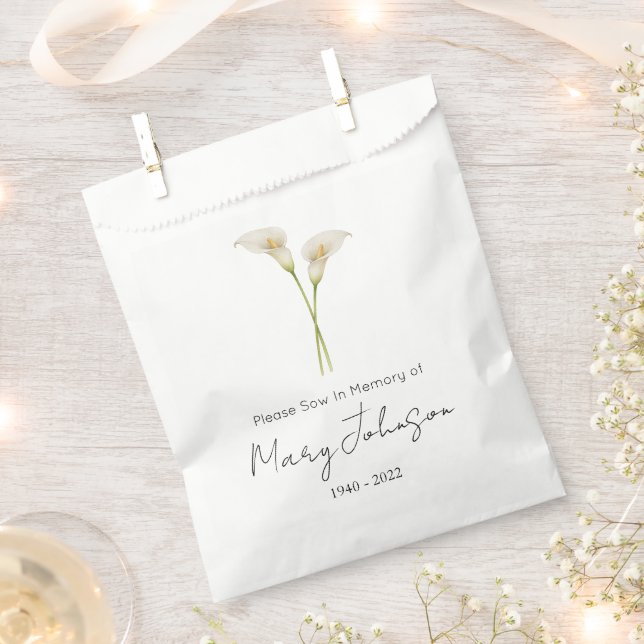 Sachets En Papier Simple paquet de graines de calla Funeral  (Coupé)