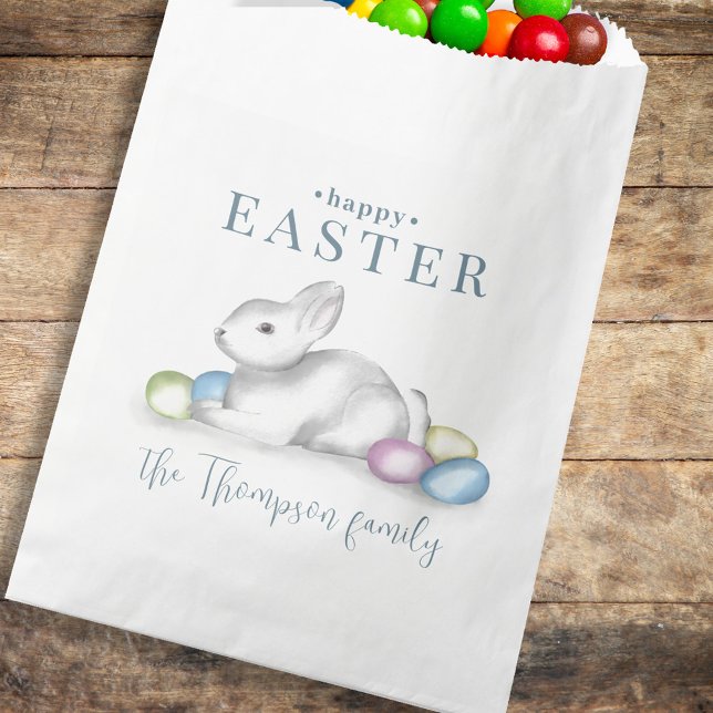 Sachets En Papier Simple Pastel Joyeux Bunny de Pâques Typographie (Easter Personalized treat favor bag. Perfect for your favorite treat.)