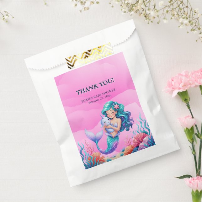 Sachets En Papier Sirène Rêve Rose Sous Le Baby shower De Mer (Scellé)