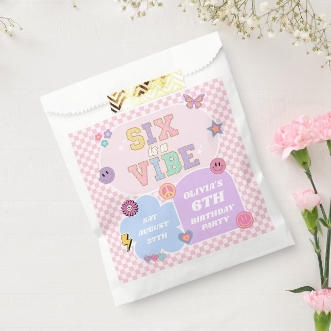 Sachets En Papier Six Is A Vibe Preppy Patch 6e Anniversaire (Scellé)
