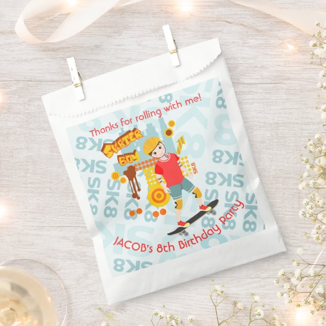 Sachets En Papier Skate Park Fun Boy Fête d'anniversaire (Coupé)