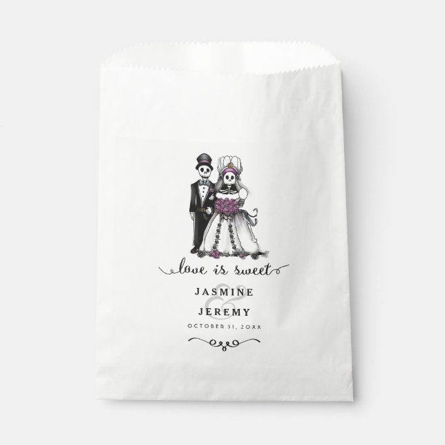 Sachets En Papier Skeletons d'Halloween Purple Love is Sweet (Devant)