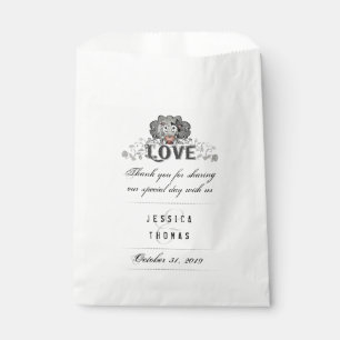 Sachets En Papier Skeletons d'Halloween Red Heart LOVE Noms Mariages