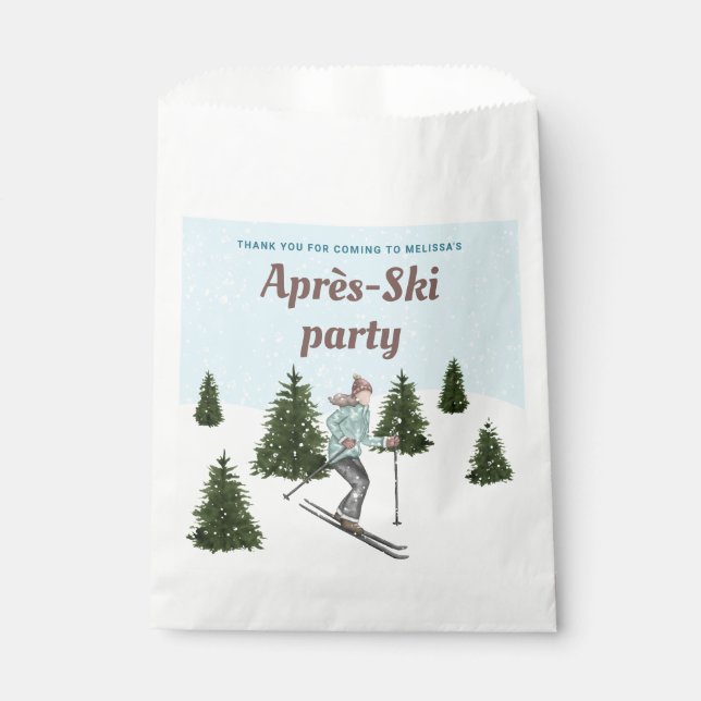 Sachets En Papier Ski Woman Winter Après-Ski Birthday Thank You (Devant)