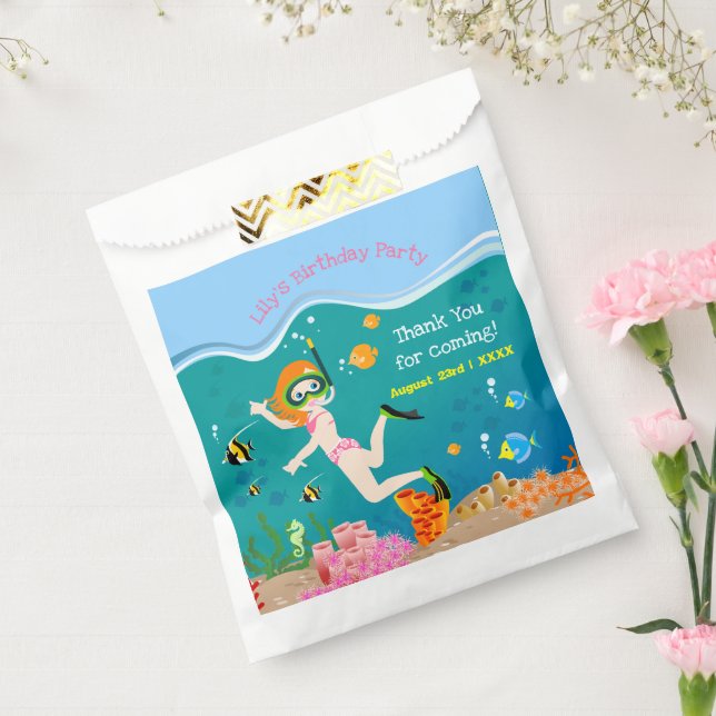 Sachets En Papier Snorkeling avec poisson tropical fille fête d'anni (Scellé)