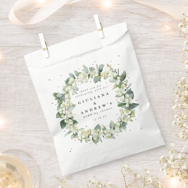 Sachets En Papier Snowberry+Eucalyptus Mariage hiver Douche (Coupé)