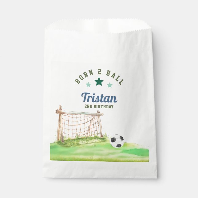 Sachets En Papier Soccer “Born Two Ball” Second Birthday (Devant)