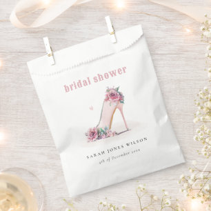 Sachets En Papier Soft Blush Pink High Heels Floral Bridal Shower