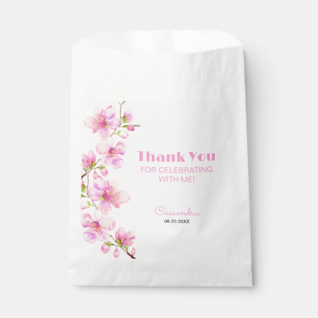 Sachets En Papier Soft Pastel Rose Cerise Fleur Sakura Anniversaire (Devant)