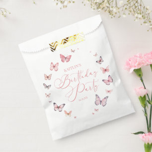Sachets En Papier Soft rose papillon fête d'anniversaire