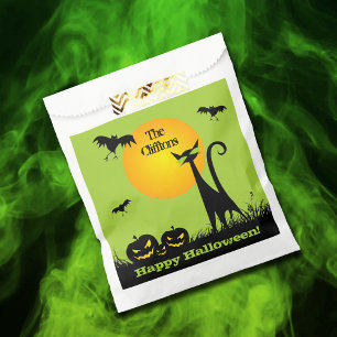 Sachets En Papier Soin d'Halloween Chat Noir