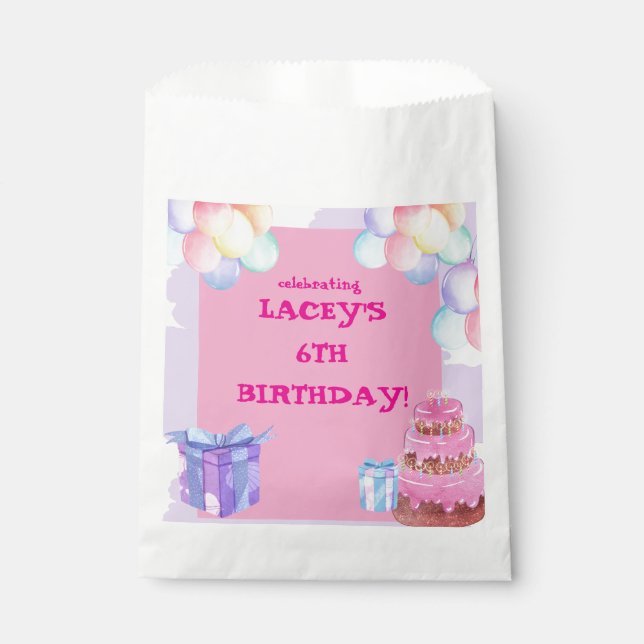 Sachets En Papier Soirée : Anniversaire violet et rose (Devant)