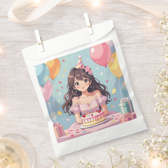 Sachets En Papier Soirée d'anniversaire de la mignonne Anime (Coupé)