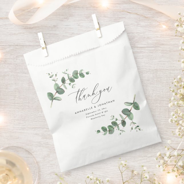 Sachets En Papier Soirée de mariage à l'eucalyptus (Coupé)