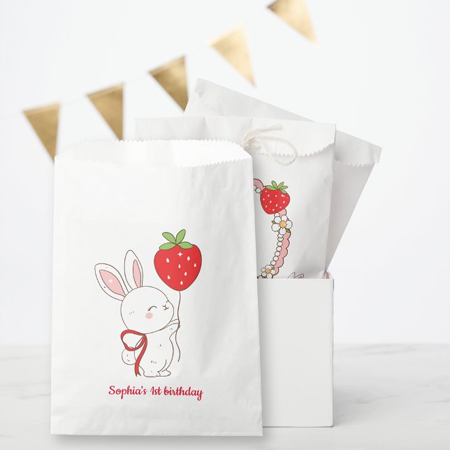 Sachets En Papier Some Bunny Strawberry Balloon Anniversaire (Créateur téléchargé)