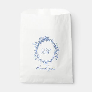 Sachets En Papier Sophistiqué Classic Mnogramme Crest Bleu Toile