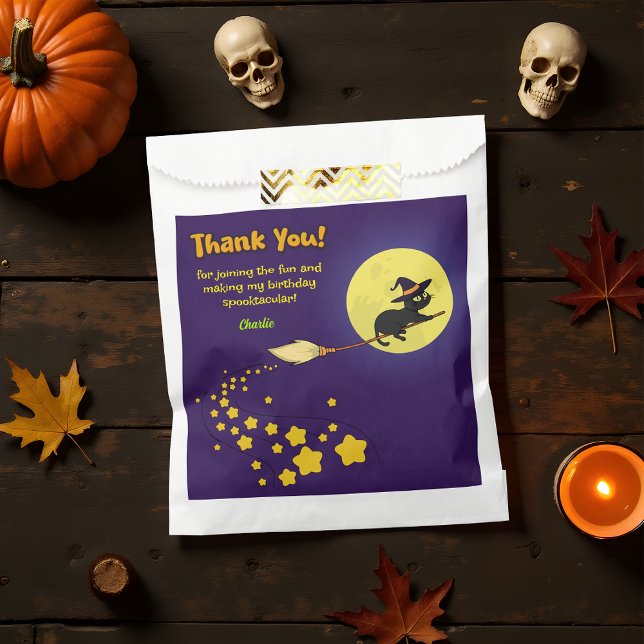 Sachets En Papier Sorcière éffrayante Volant Black Cat Cute Merci Pa (Créateur téléchargé)