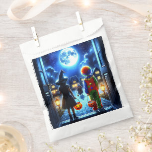 Sachets En Papier Sorcière et clown regardant un Halloween monstre