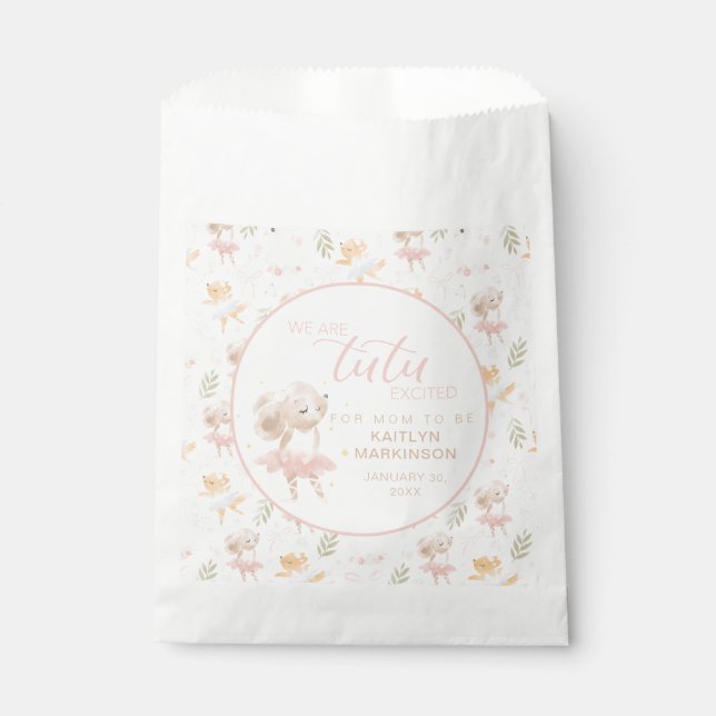 Sachets En Papier Souris Ballerina Tutu Baby shower excité (Devant)