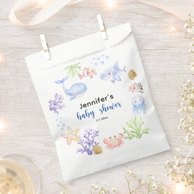 Sachets En Papier Sous Le Baby shower De La Mer Animaux (Coupé)