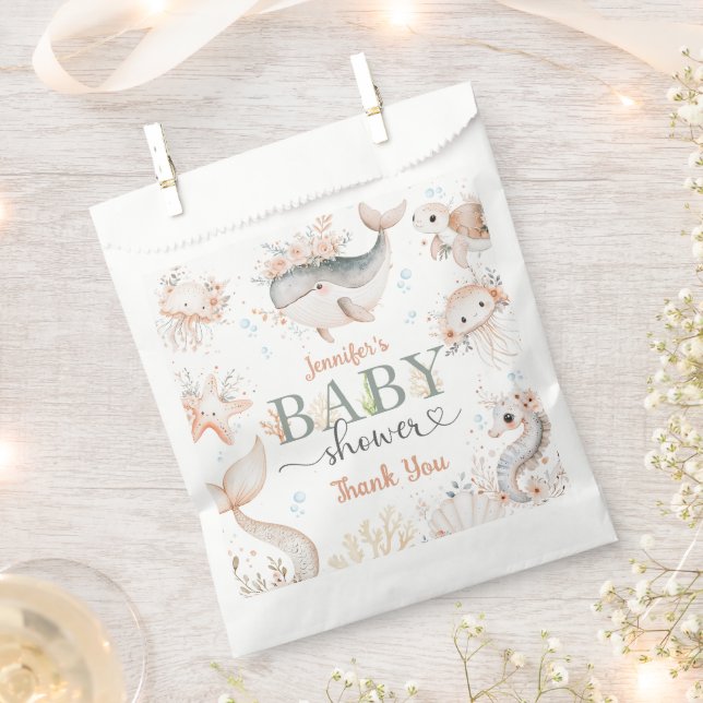 Sachets En Papier Sous le Baby shower de la mer Boho rose Océan (Coupé)