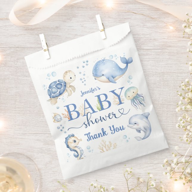 Sachets En Papier Sous le Baby shower marin Océan bleu (Coupé)