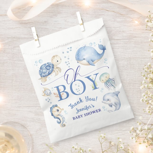 Sachets En Papier Sous l'océan Baby Shower Garçon Bleu (Coupé)
