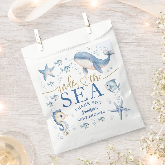 Sachets En Papier Sous l'océan Fête de bébé Garçon Océan Bleu (Coupé)