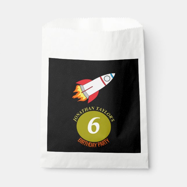 Sachets En Papier Space Rocket to the Moon Children's Birthday (Devant)