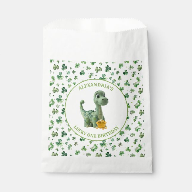 Sachets En Papier St patrick Lucky One Dinosaur Favoriser Sac (Devant)