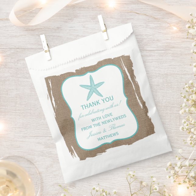 Sachets En Papier Starfish Turquoise Burlap Beach Wedding Collection (Coupé)