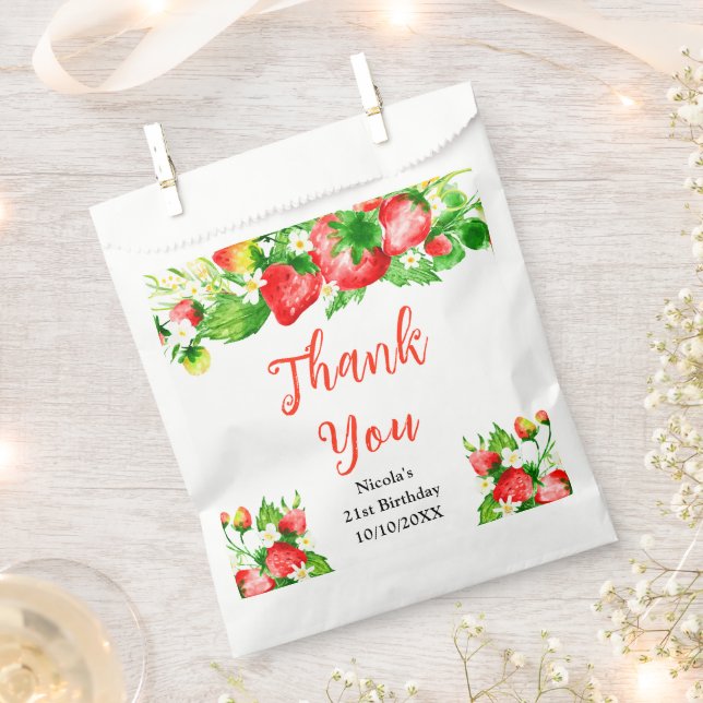 Sachets En Papier Strawberries and Daisies Birthday Thank You (Coupé)