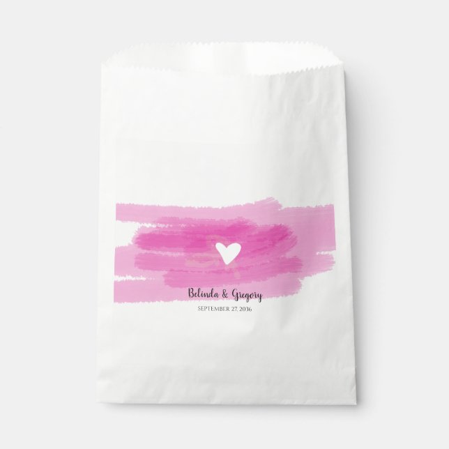 Sachets En Papier Strokes de peinture simple et Mariage cardiaque (Devant)