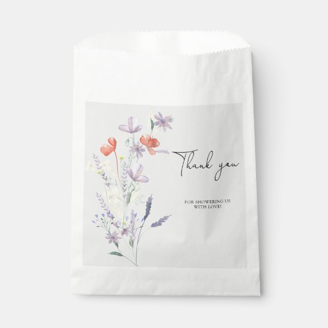 Sachets En Papier style bohème fleur sauvage merci (Devant)