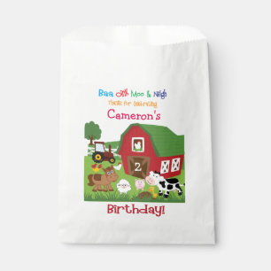 Sachets En Papier Sucrerie d'anniversaire d'animal de ferme/sac de