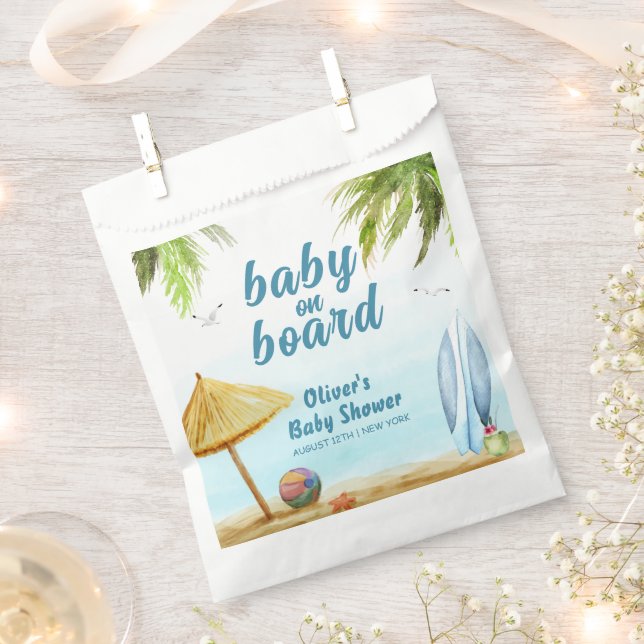 Sachets En Papier Summer Beach Ocean Surboard Baby shower (Coupé)