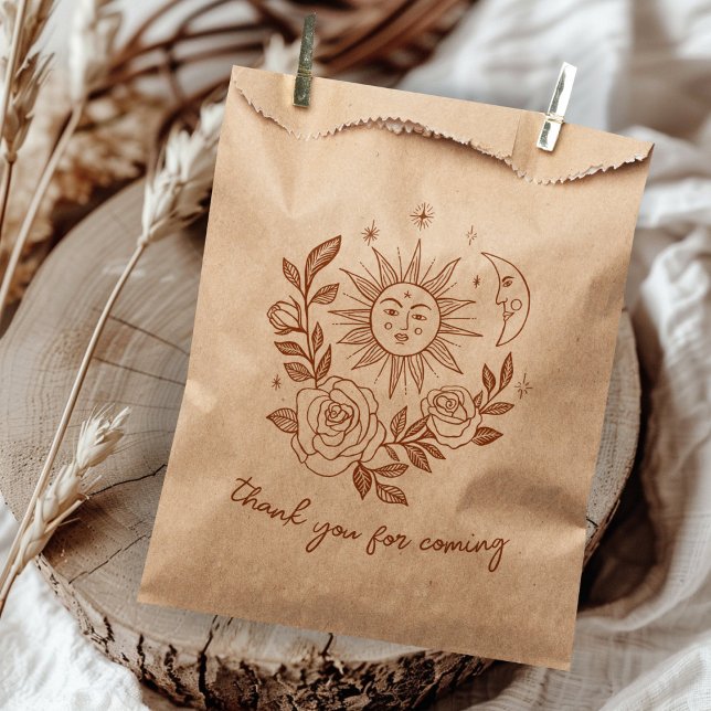 Sachets En Papier Sun Moon & Rose Magique Boho Earthy sur mesure (Sun Moon & Roses Magical Boho Earthy CUSTOM Favor Bag
)