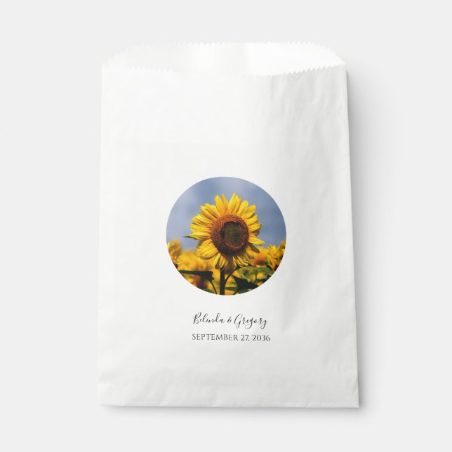 Sachets En Papier Sunflower Blue Sky Rustique Mariage (Devant)