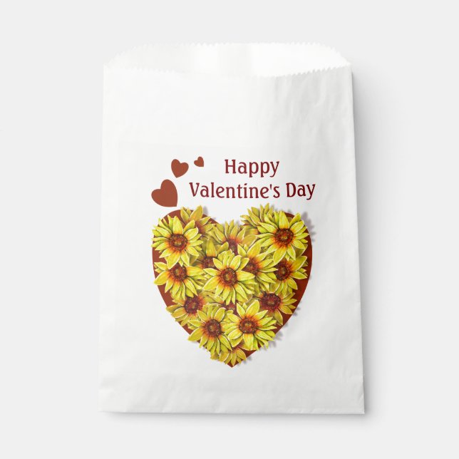 Sachets En Papier Sunflower Heart Party Favor Bags (Devant)