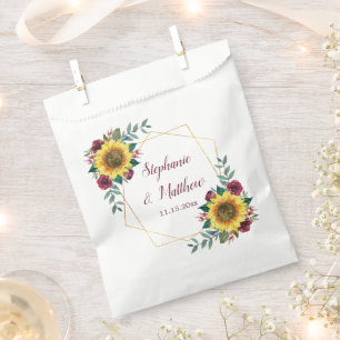Sachets En Papier Sunflowers Bourgogne Floral Mariage géométrique