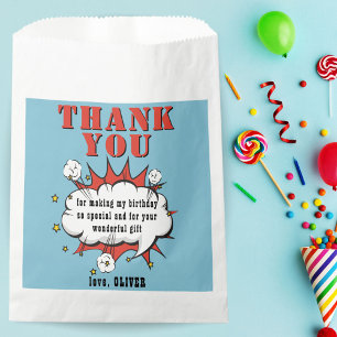 Sachets En Papier Superhero Comic Discours Bubble Anniversaire Merci
