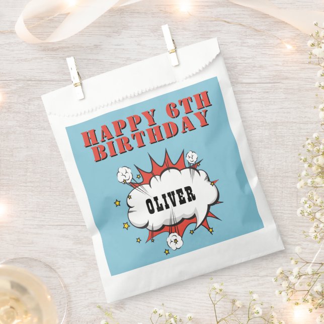 Sachets En Papier Superhero Comic Speech Bubble Joyeux Anniversaire (Coupé)