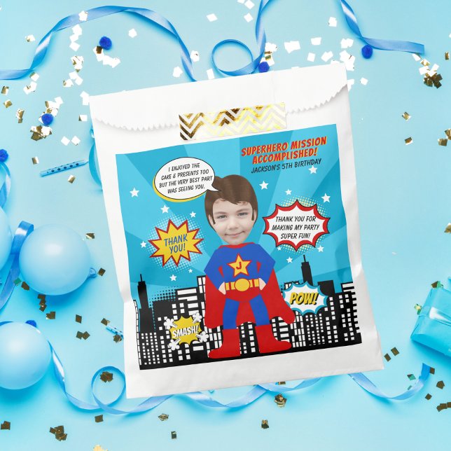 Sachets En Papier Superhero Comic Style de livre Boy Birthday Photo (Créateur téléchargé)