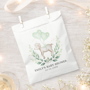 Sachets En Papier Sweet Baby Sheep Baby shower d'agneau vert printem